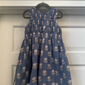 Pink Chicken Sleeveless Waverly Cotton Dress - Periwinkle Small Bud 4Y